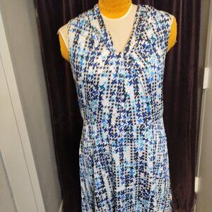Blue & White Crosshatched Karl Lagerfeld Dress - Size 14